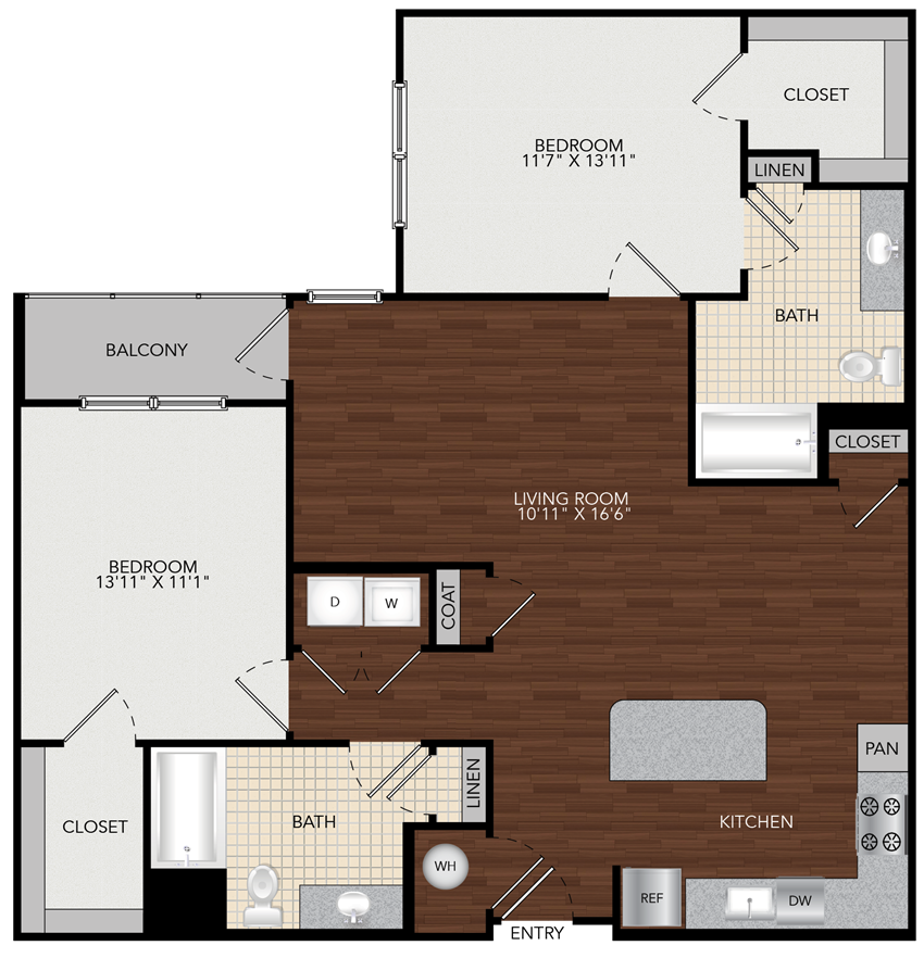 Tapestry Largo Station_Largo MD_Floor Plan 2B_Two Bedroom Two Bathroom Tapestry Largo Station_Largo MD_Floor Plan 2B_Two Bedroom Two Bathroom